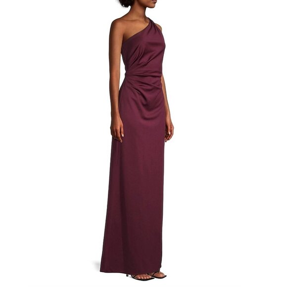 NWT SACHIN + BABI Cece Gown in Deep Wine One-Shoulder Maxi Dress Long Column 10 - Picture 3 of 14